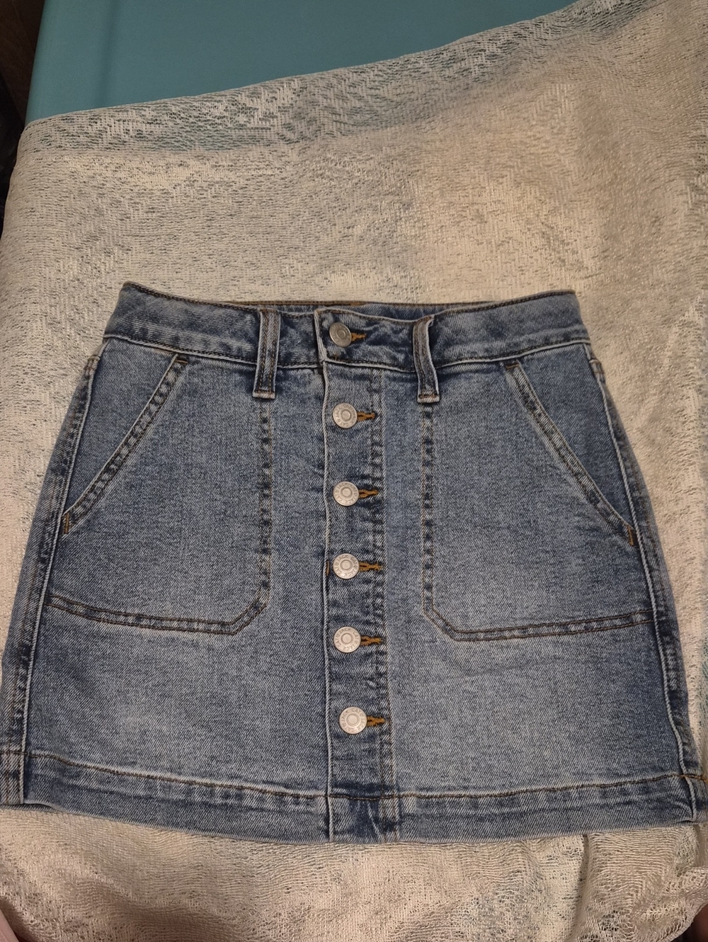 Cat & Jack Light Blue Button-Front Denim Mini Skirt